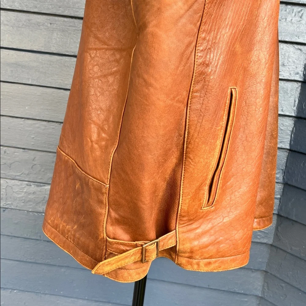 Men's Vintage Weatherproof 100% Genuine Brown Leather Jacket - Picture 4 of 9